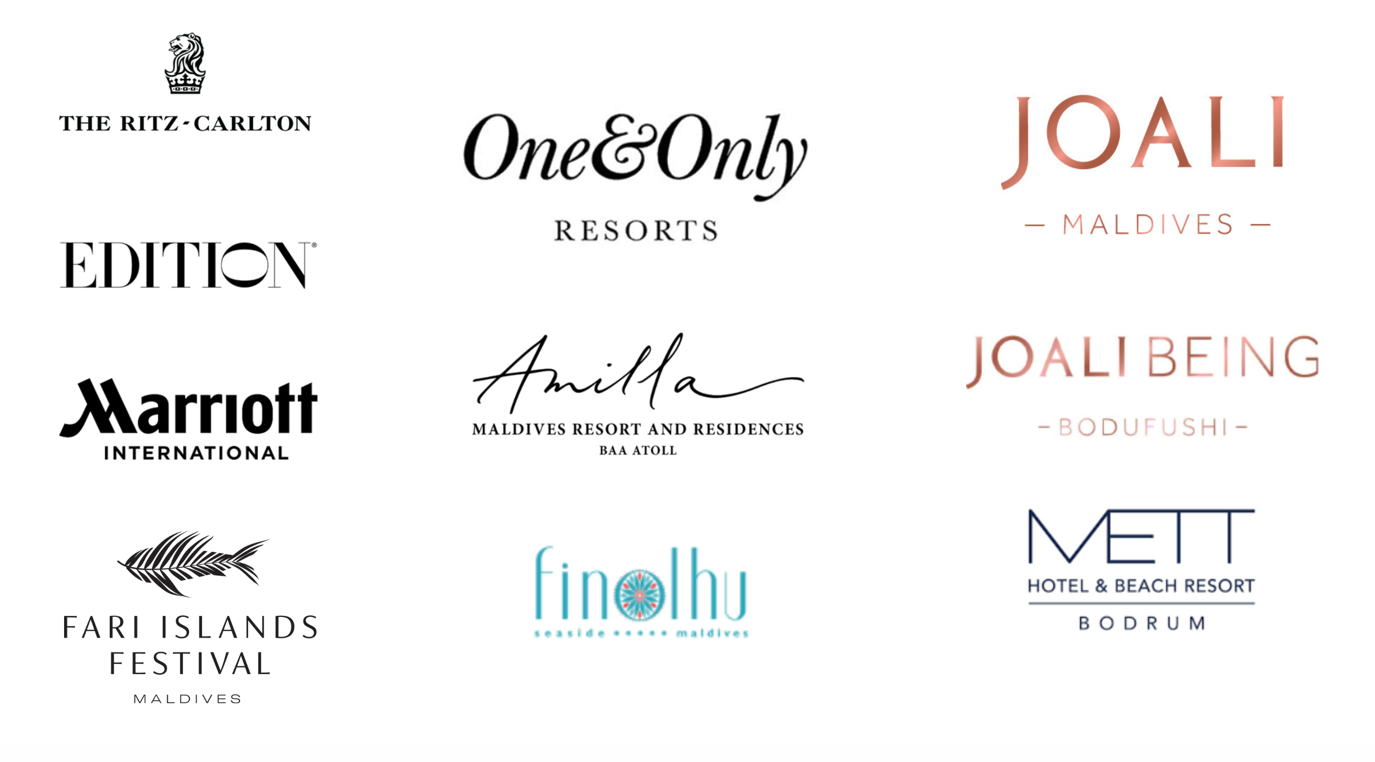A selection of luxury hospitality brands and partners worked with